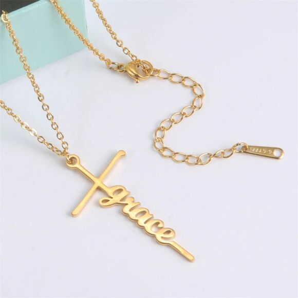 18k Gold Plated Gothic Cross "Grace" Necklace - Custom Made - Picture 2 of 3